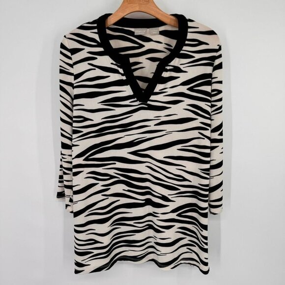 Chicos 1 Travelers Zebra Print V-Neck Tunic Womens Top Size medium - Picture 4 of 13